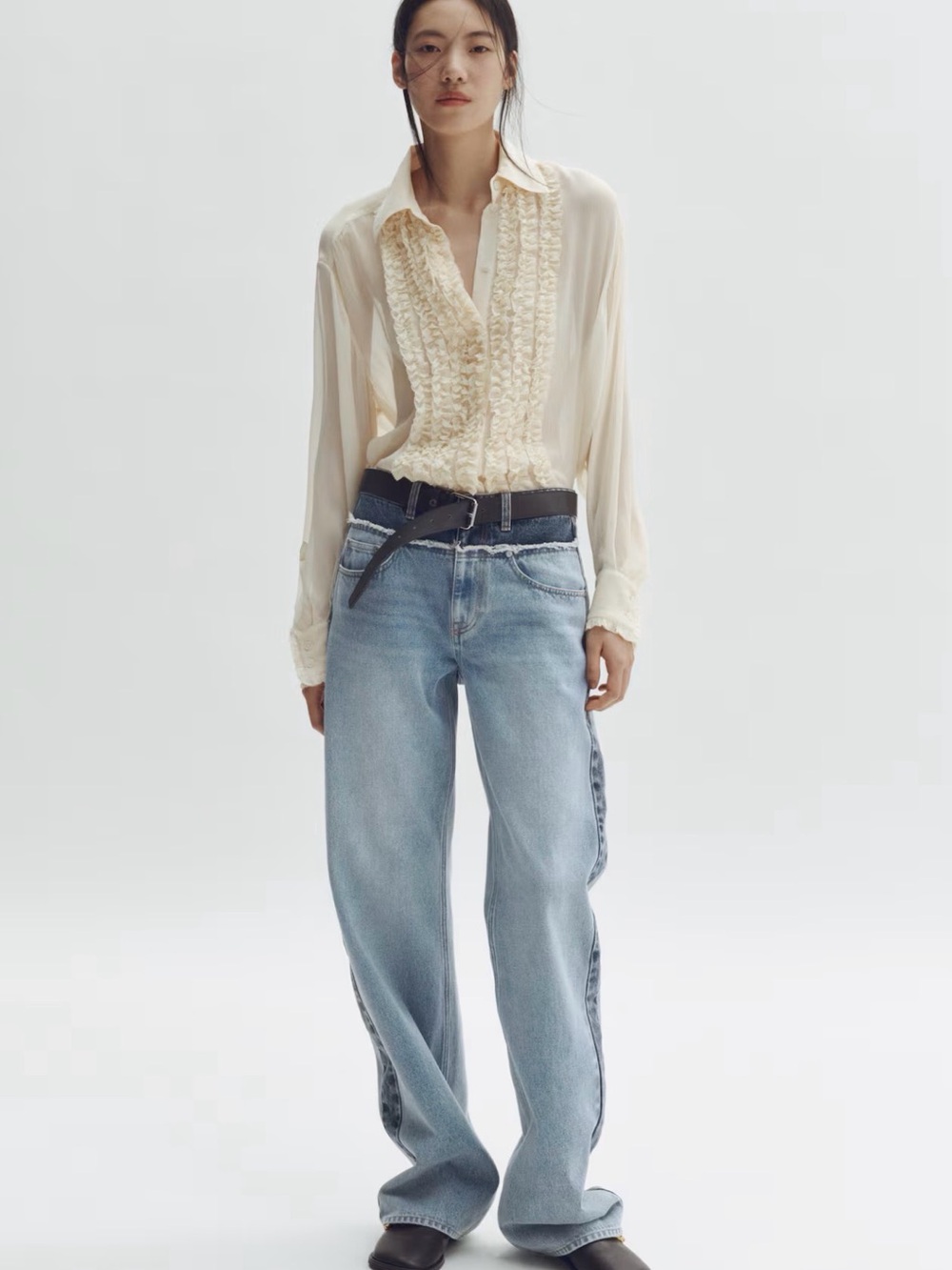 Light Blue Two-tone Straight Leg Women’s Jeans
